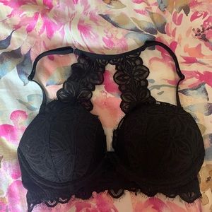 COPY - COPY - Black lace push up racerback bra